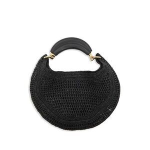 CHLOE Women's Crochet Hobo Bag with Leather Handle Women BLACK Handbags